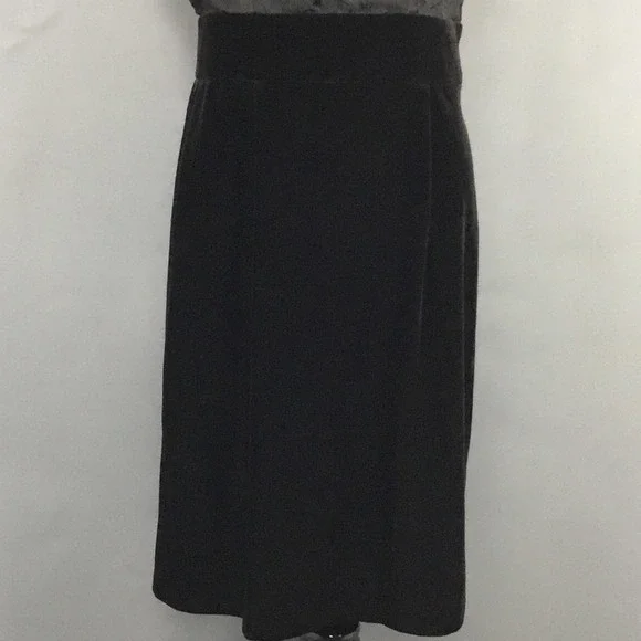 AGB Dress Womens 12 Black Velvet Skirt Sheer Bodice Cocktail Midi Illusion - Picture 4 of 9